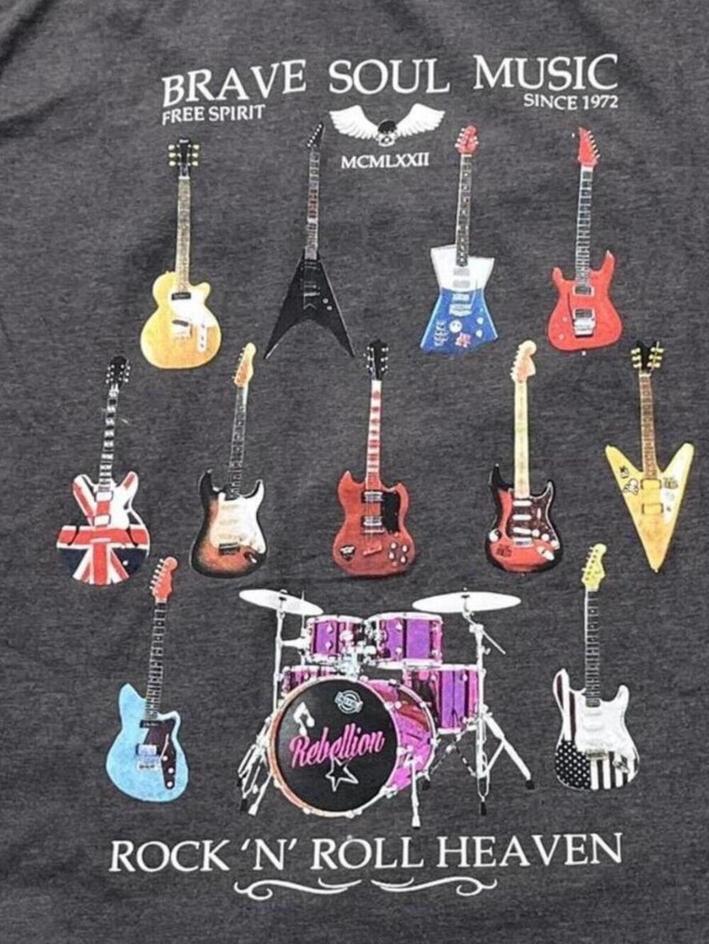 Brave Soul Music Rock N Roll Heavenly Preowned Large T-shirt